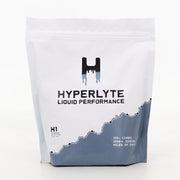 Hyperlyte supplement package with a blue and white design on a black background
