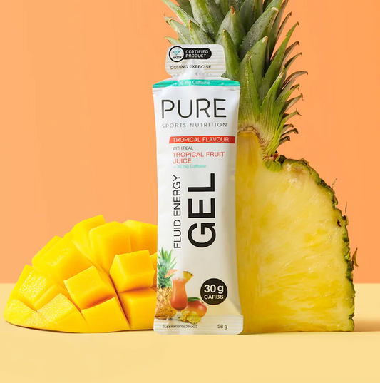 PURE Fluid Energy Gel – Tropical + Caffeine – 58g