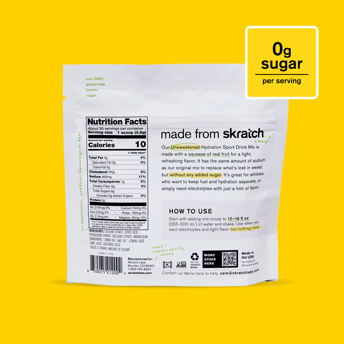 Skratch Unsweetened Hydration - Lemon & Lime