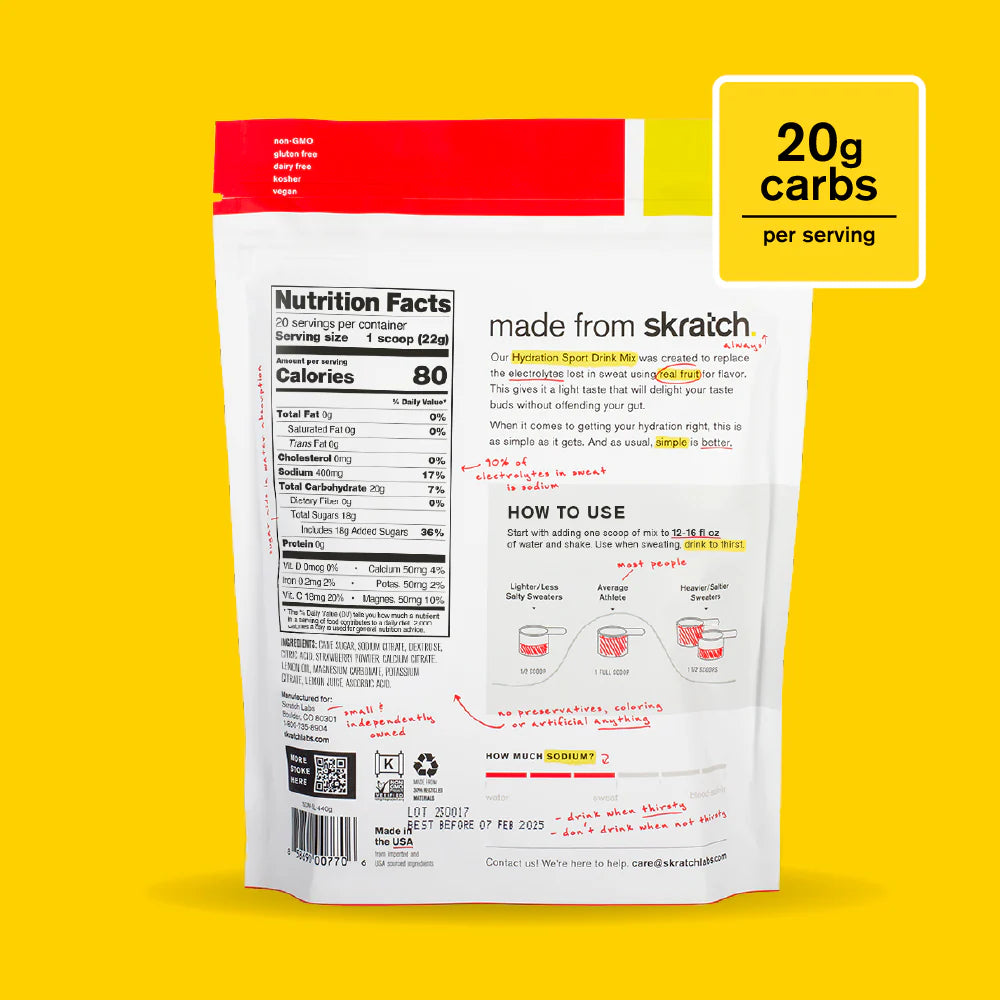 Skratch Sport Hydration Drink Mix Bag - Strawberry & Lemonade