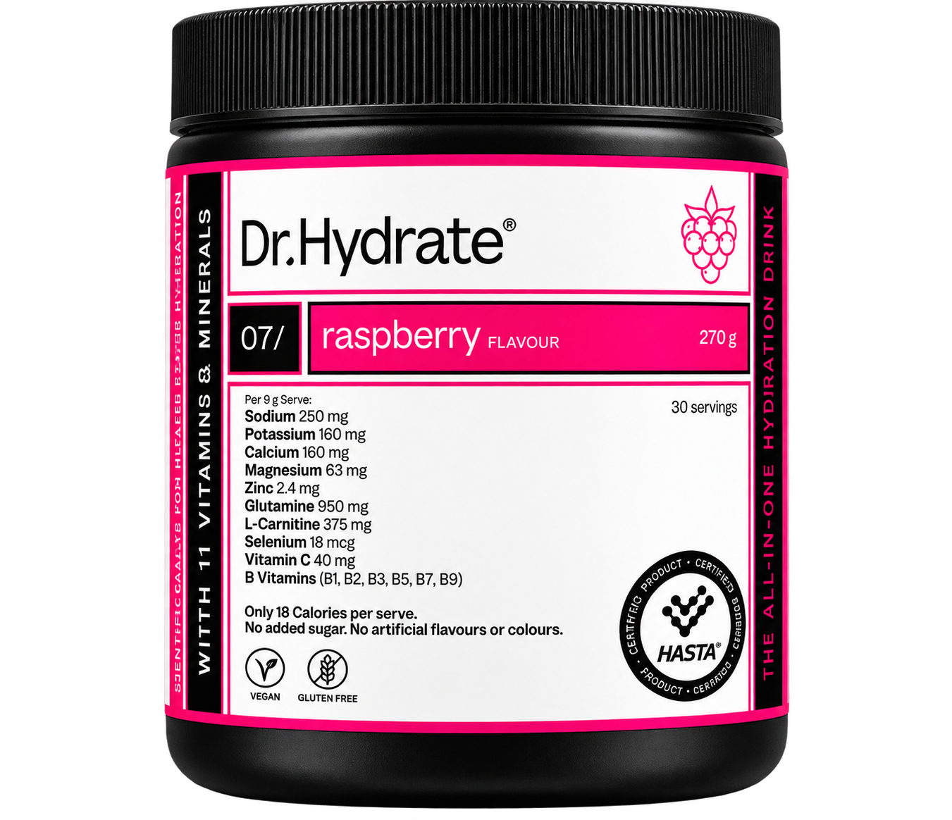 Dr Hydrate Jar 30 Serves - Raspberry