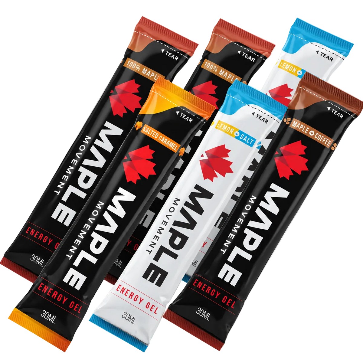Maple Movement Sap Energy Gel Variety Pack – All Flavours – 6 Gels