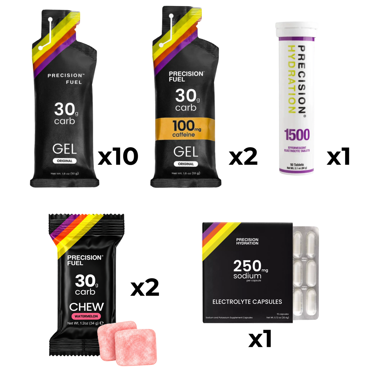 Precision Race Day Fuel Pack – Gels, Chews & Electrolytes