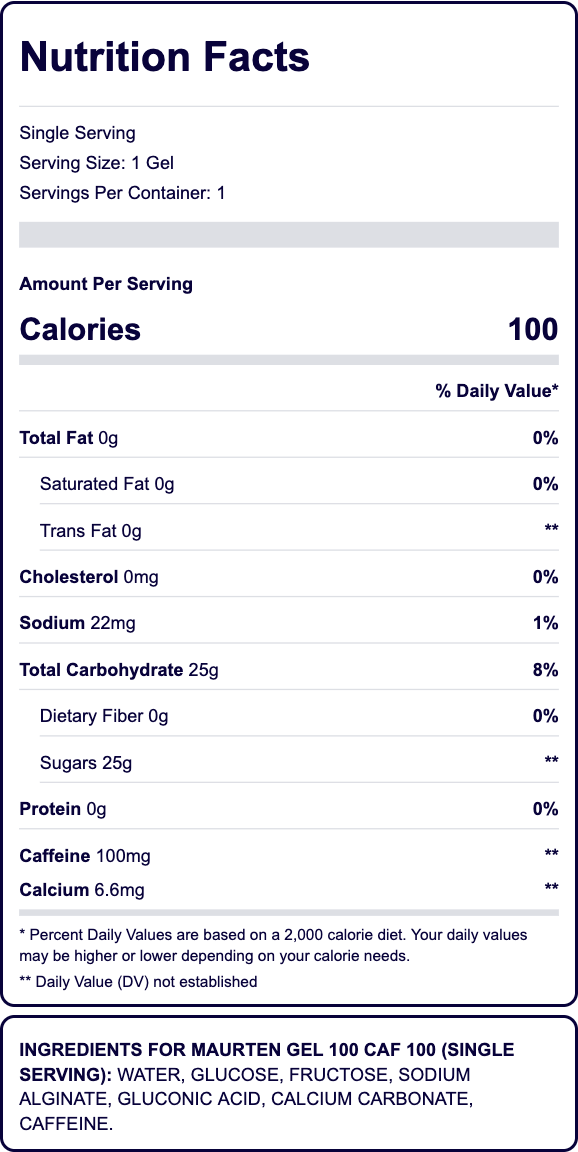 Maurten Gel 100 CAF 100 Energy Gel – 25g Carbs
