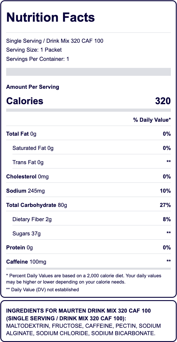 Maurten Drink Mix 320 CAF 100 – 80g of Carbs