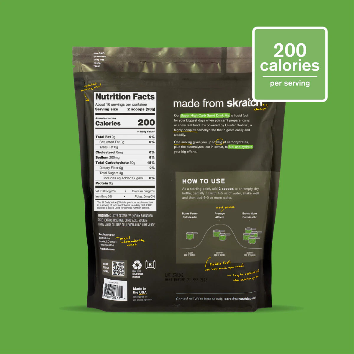 Skratch Super High-Carb Sport Drink Mix Pouch - Lemon & Lime