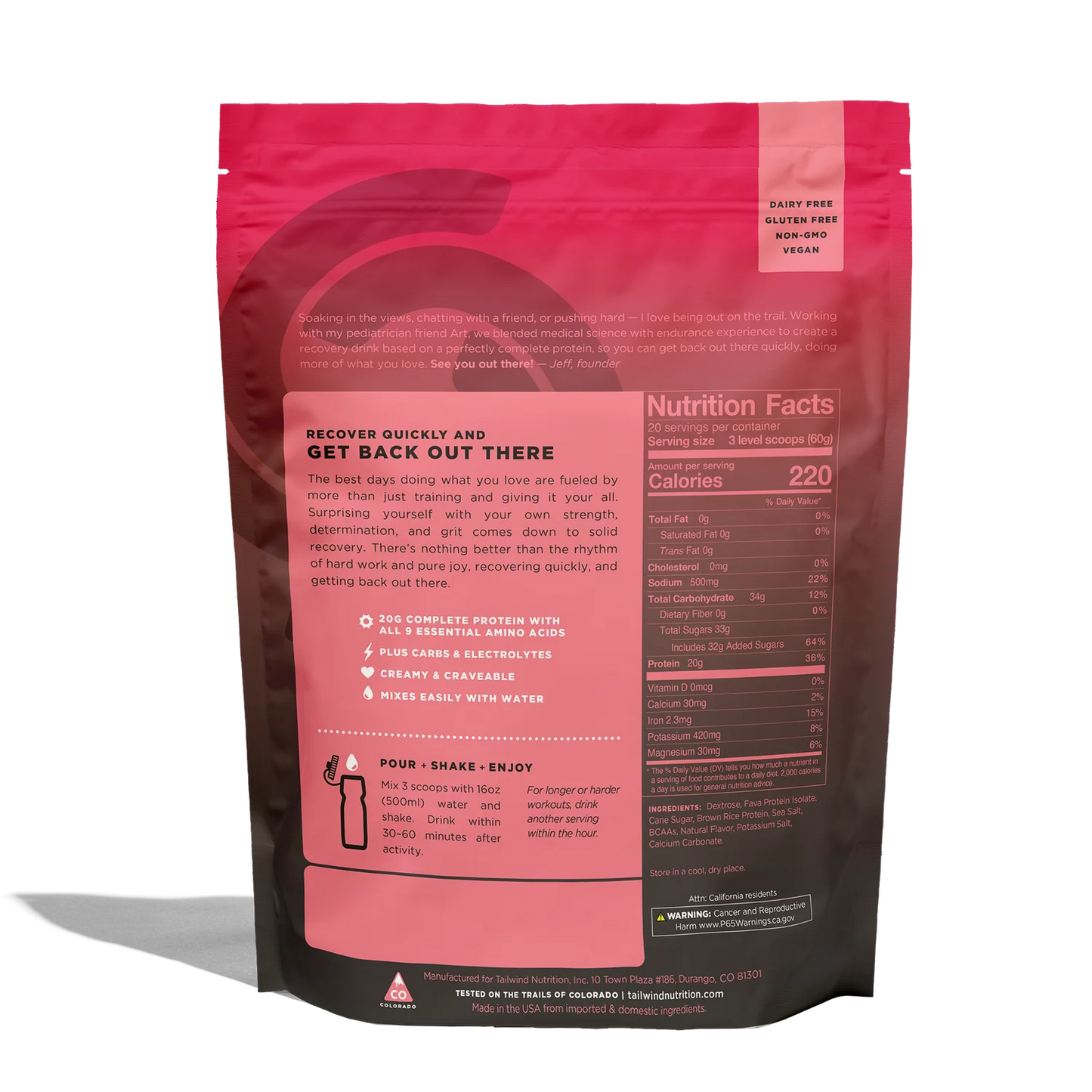 Tailwind Recovery Mix - 20 Serves Strawberry
