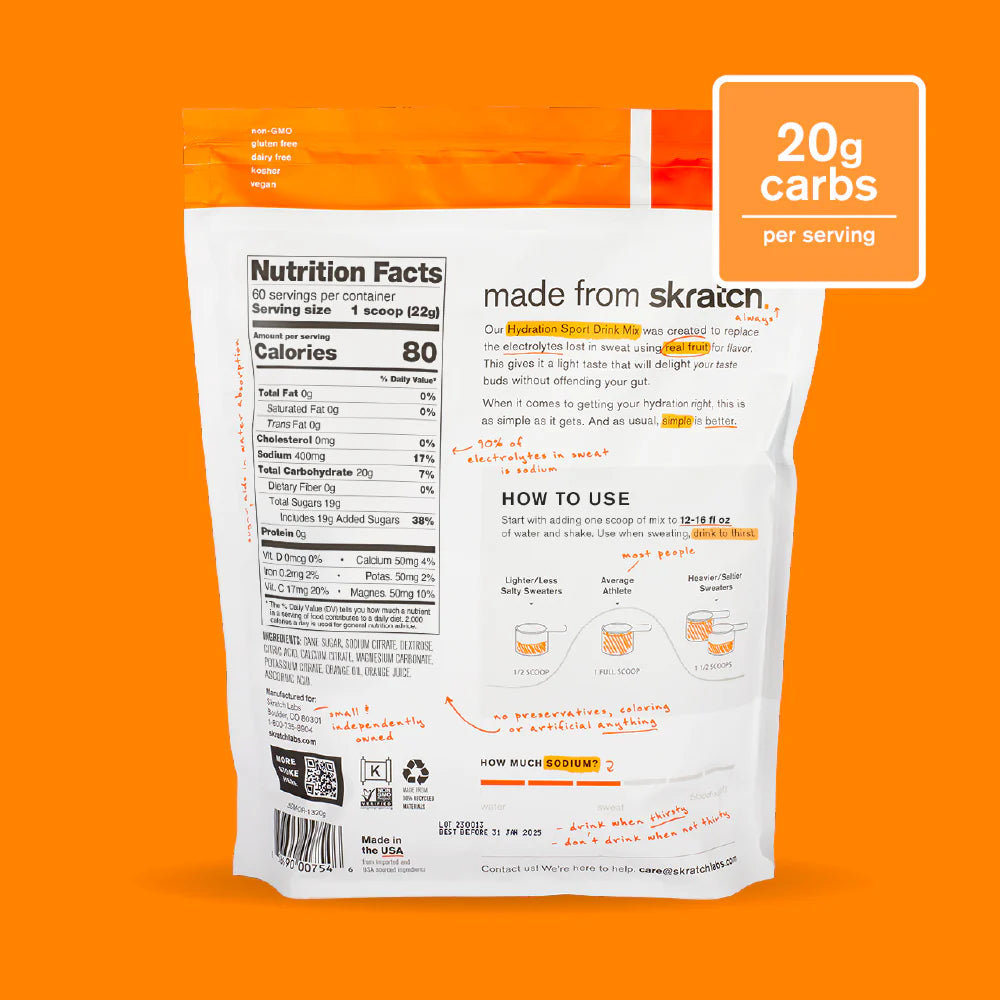 Skratch Sport Hydration Drink Mix Bag - Orange